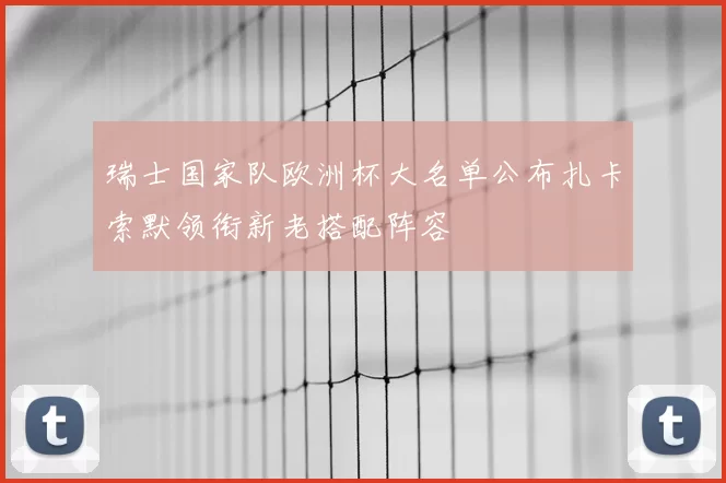 瑞士国家队欧洲杯大名单公布扎卡索默领衔新老搭配阵容