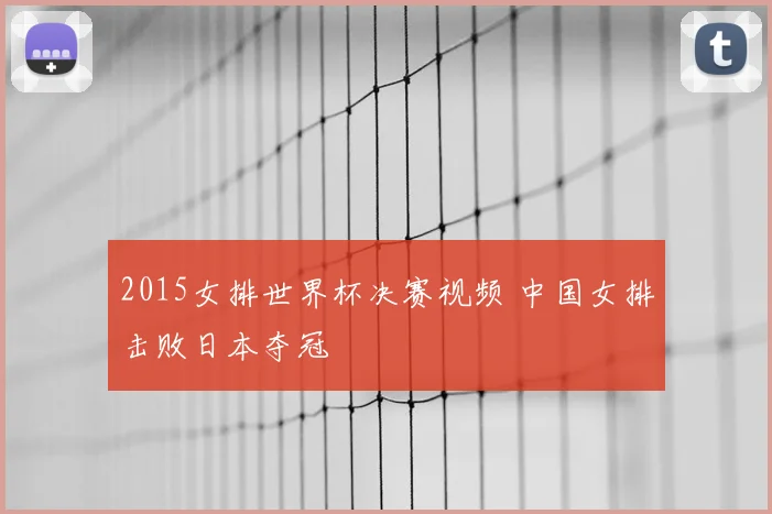 2015女排世界杯决赛视频 中国女排击败日本夺冠